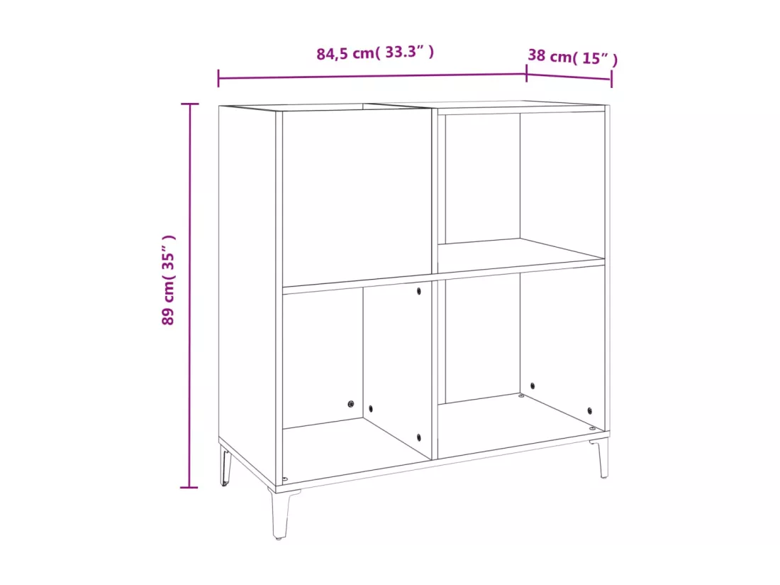 Armoire à disques chêne sonoma 84,5x38x89 cm bois d'ingénierie