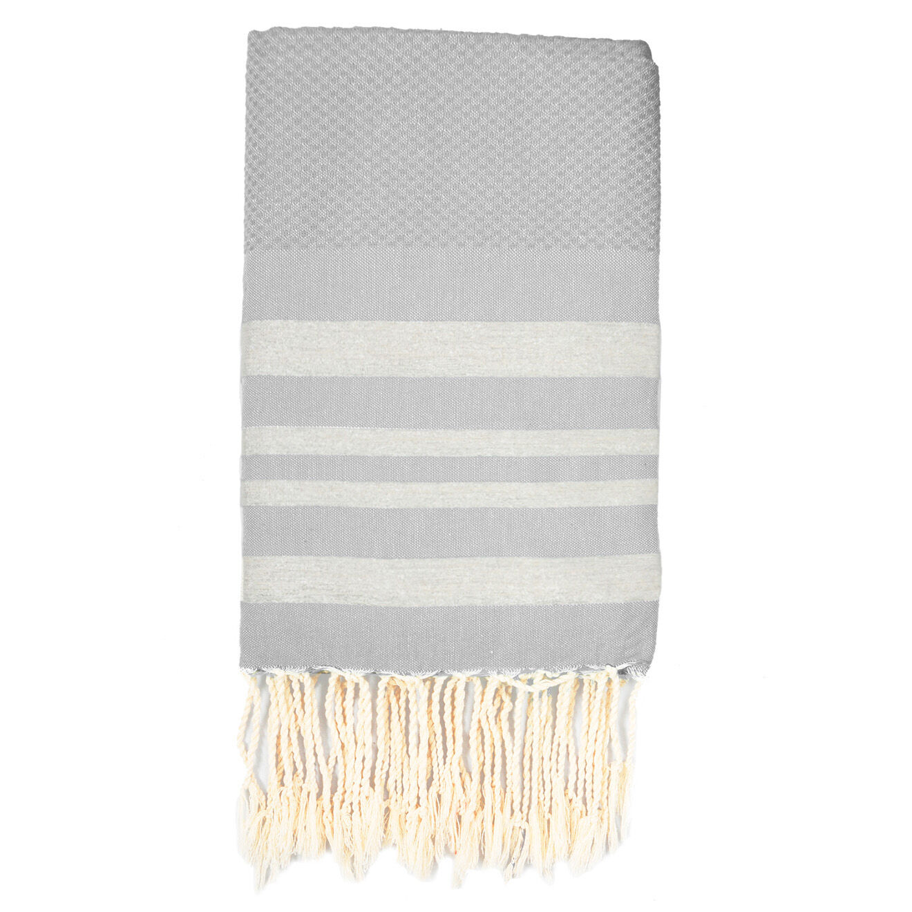 Febronie Fouta Nid d'abeille Hamptons Lurex gris perle/argenté - 100x200 cm
