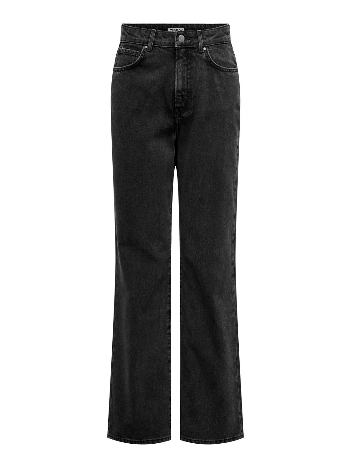 ONLSILJE Hohe Taille Gerade geschnitten Jeans Washed Black