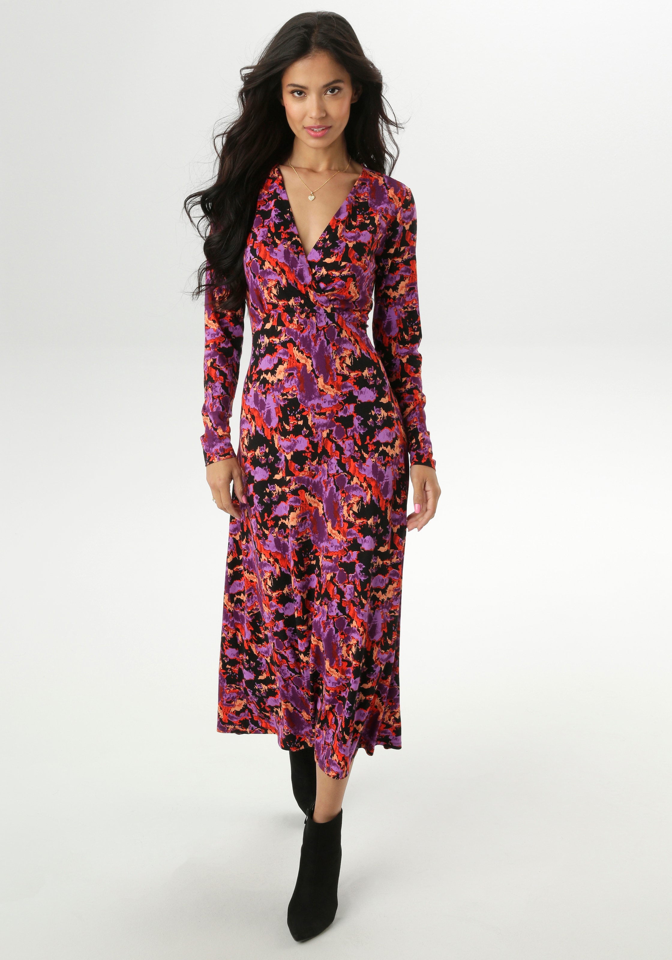 Aniston SELECTED Maxikleid mit V-Ausschnitt in Wickeloptik und Unterbrustnaht - NEUE KOLLEKTION