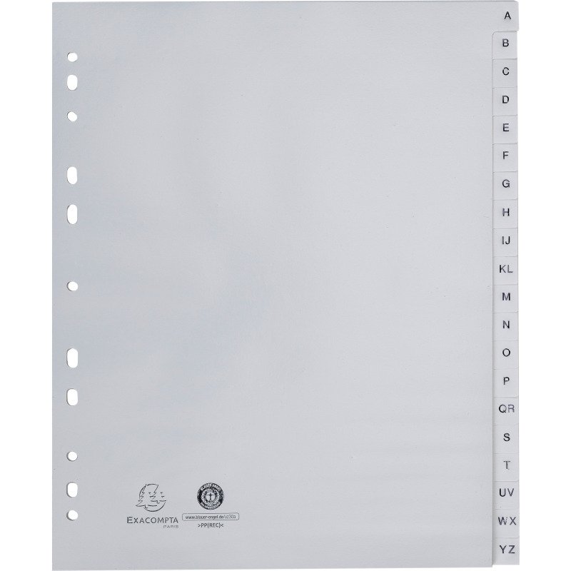 Intercalaire A4+ polypropylène Exacompta Forever 20 onglets alphabétiques gris - 1 jeu