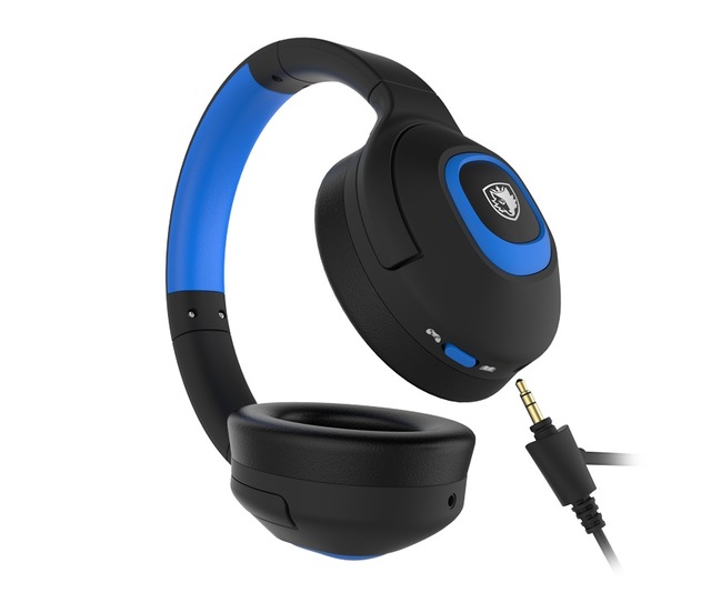 Sades Gaming-Headset »Shaman SA-724 Gaming Headset, schwarz/blau, USB, kabelgebunden« Mikrofon abnehmbar Stereo, Over Ear, PC, PST, XBox, Nintendo Switch, VR, Phone
