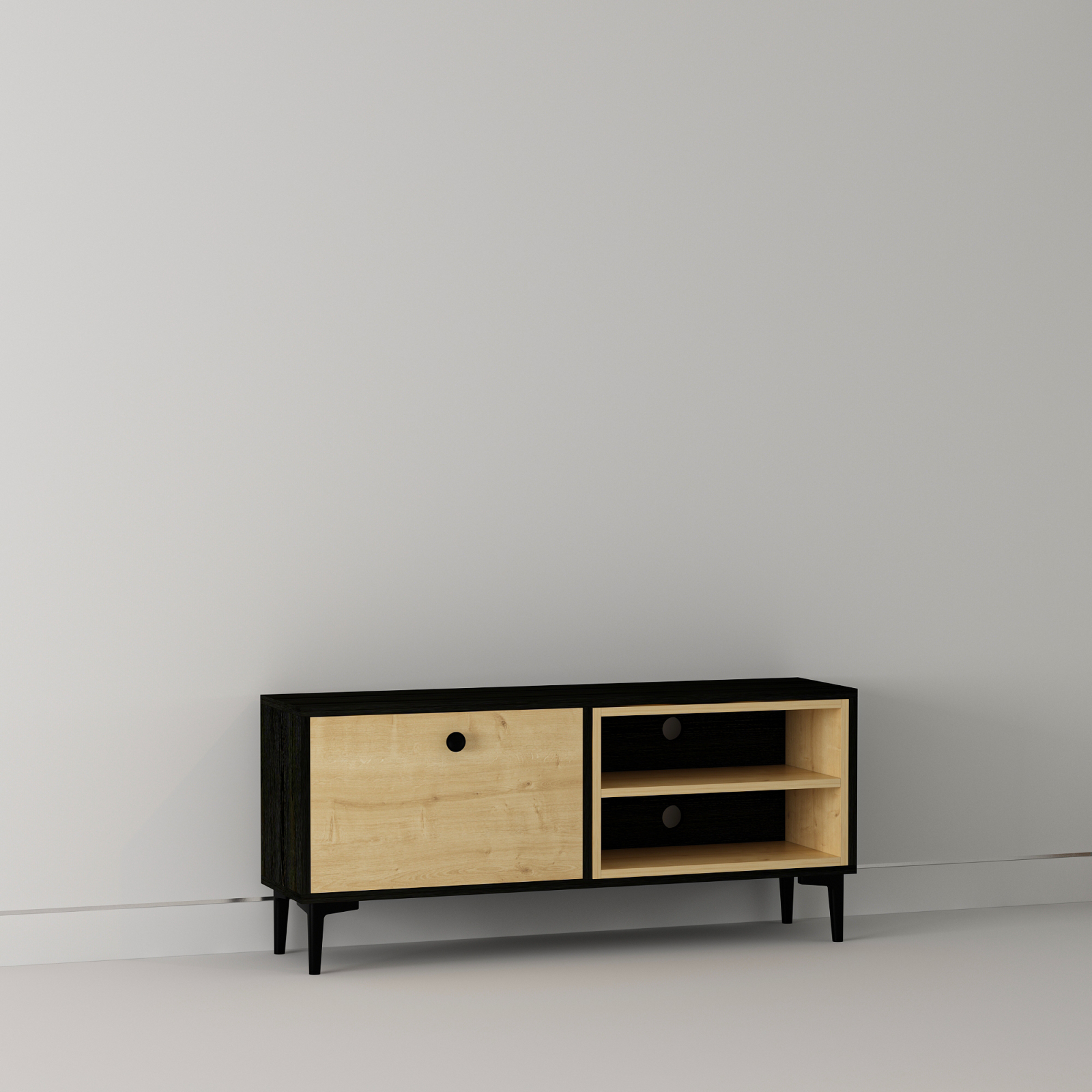 TV-Lowboard - schwarz-natur - 120 cm
