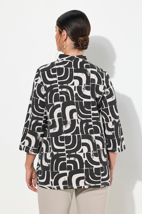 Shirt, Kelchkragen, Classic, V-Ausschnitt, 3/4-Arm