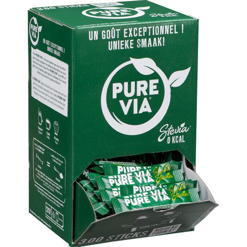 Edulcorant Stevia Pure Via - Boîte distributrice de 300 sticks