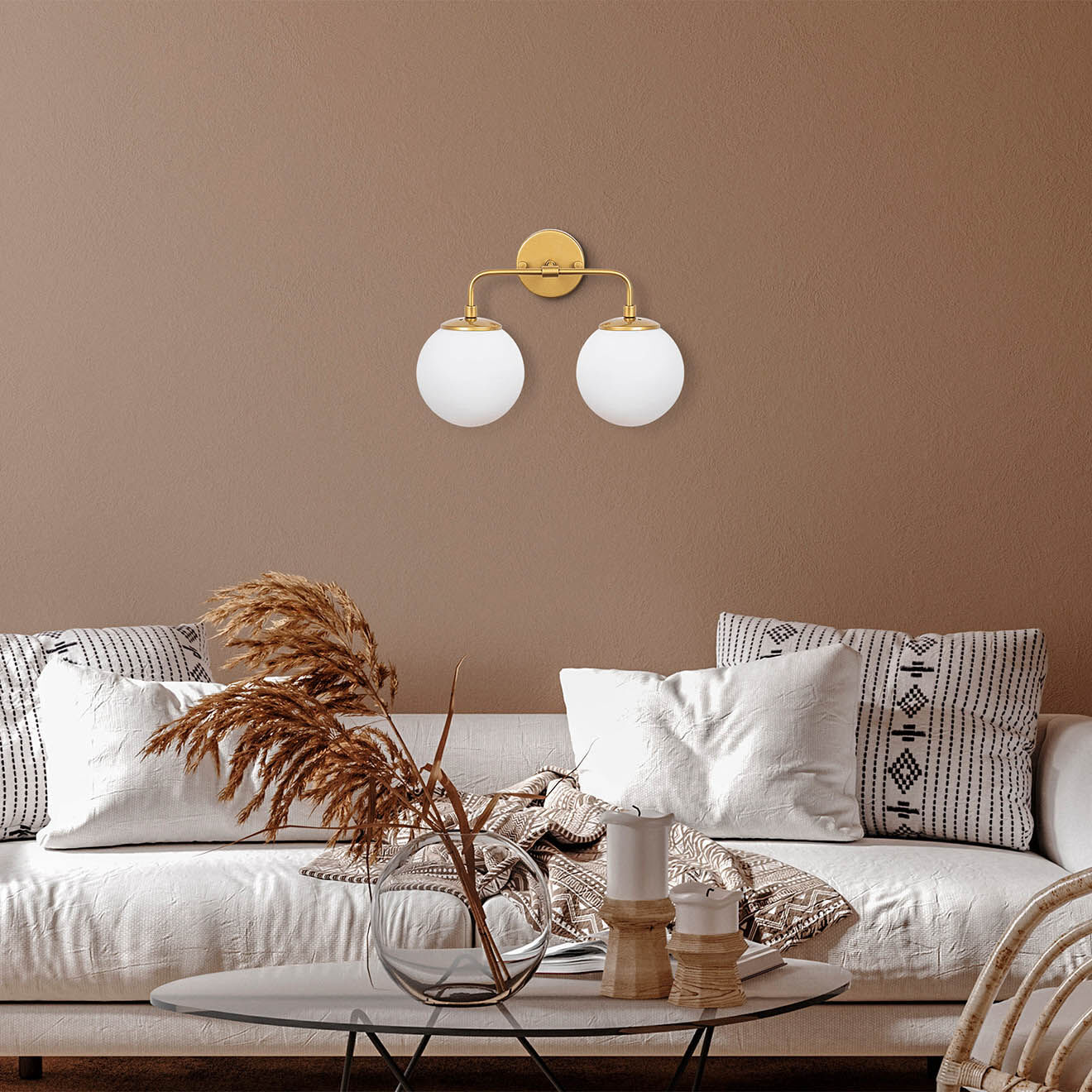 Opviq Applique murale Horn dorée - 91x25x49-129 cm