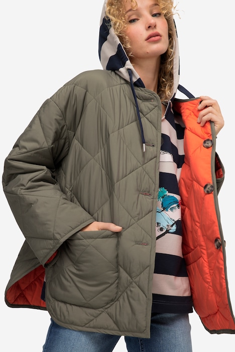 Wende-Steppjacke, 2 Farben, Rundhals, Langarm
