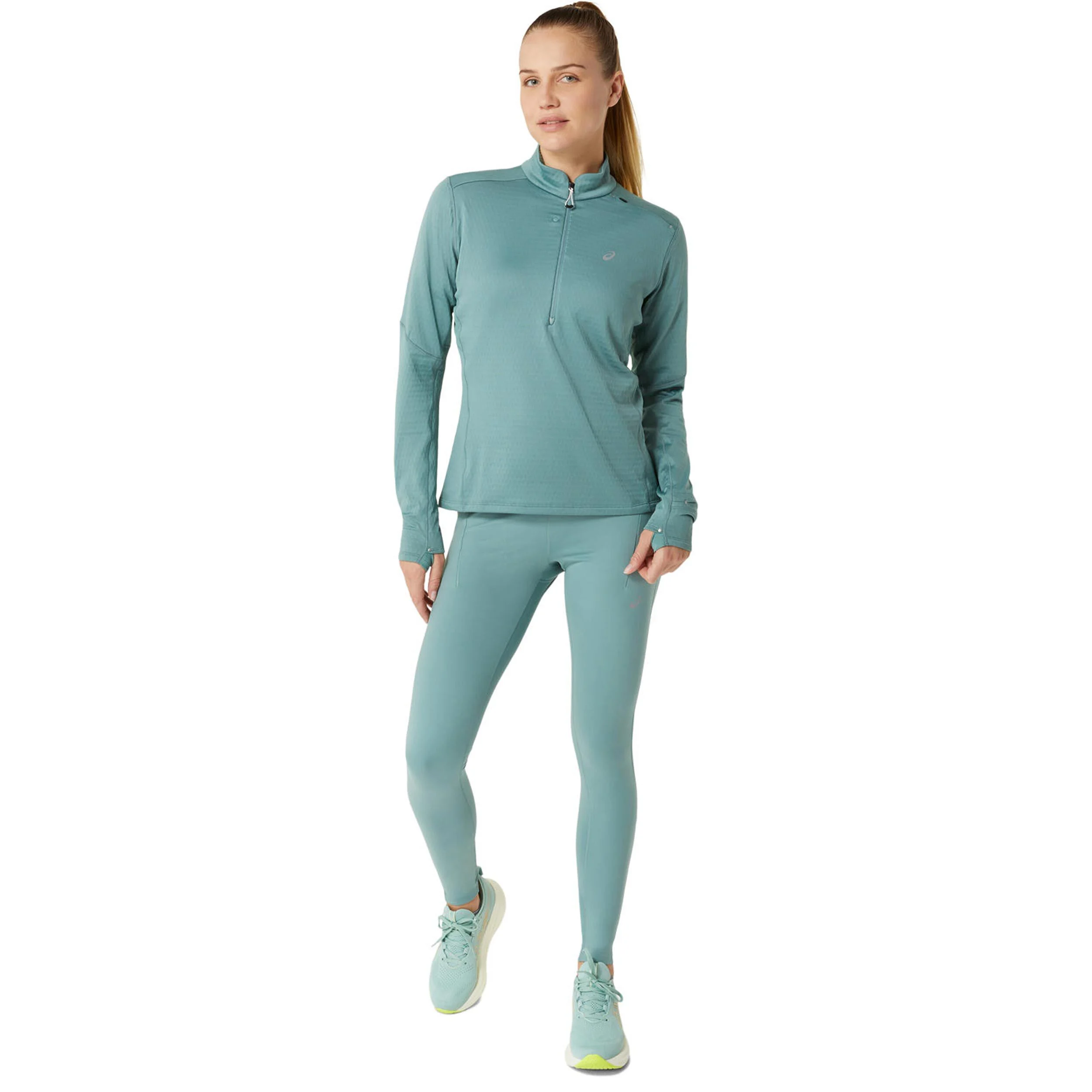 ASICS Road Winter 1/2 Zip Mid Layer Maillot De Course Femmes - Sauge