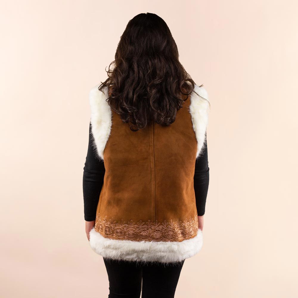 Afghan waistcoat Gwen cognac