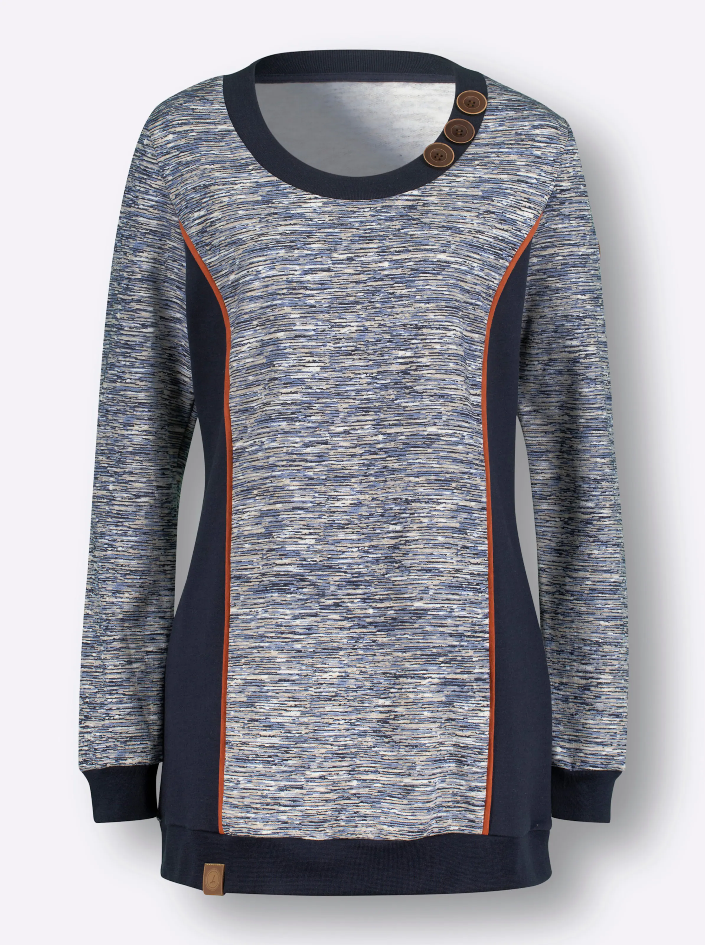 Sweatshirt in marine-weiß-meliert
