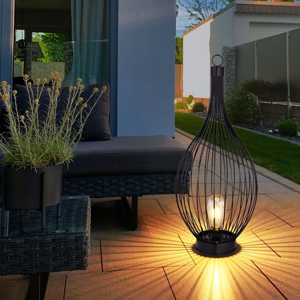 LED Solarlampe, Metall schwarz, amber, IP44