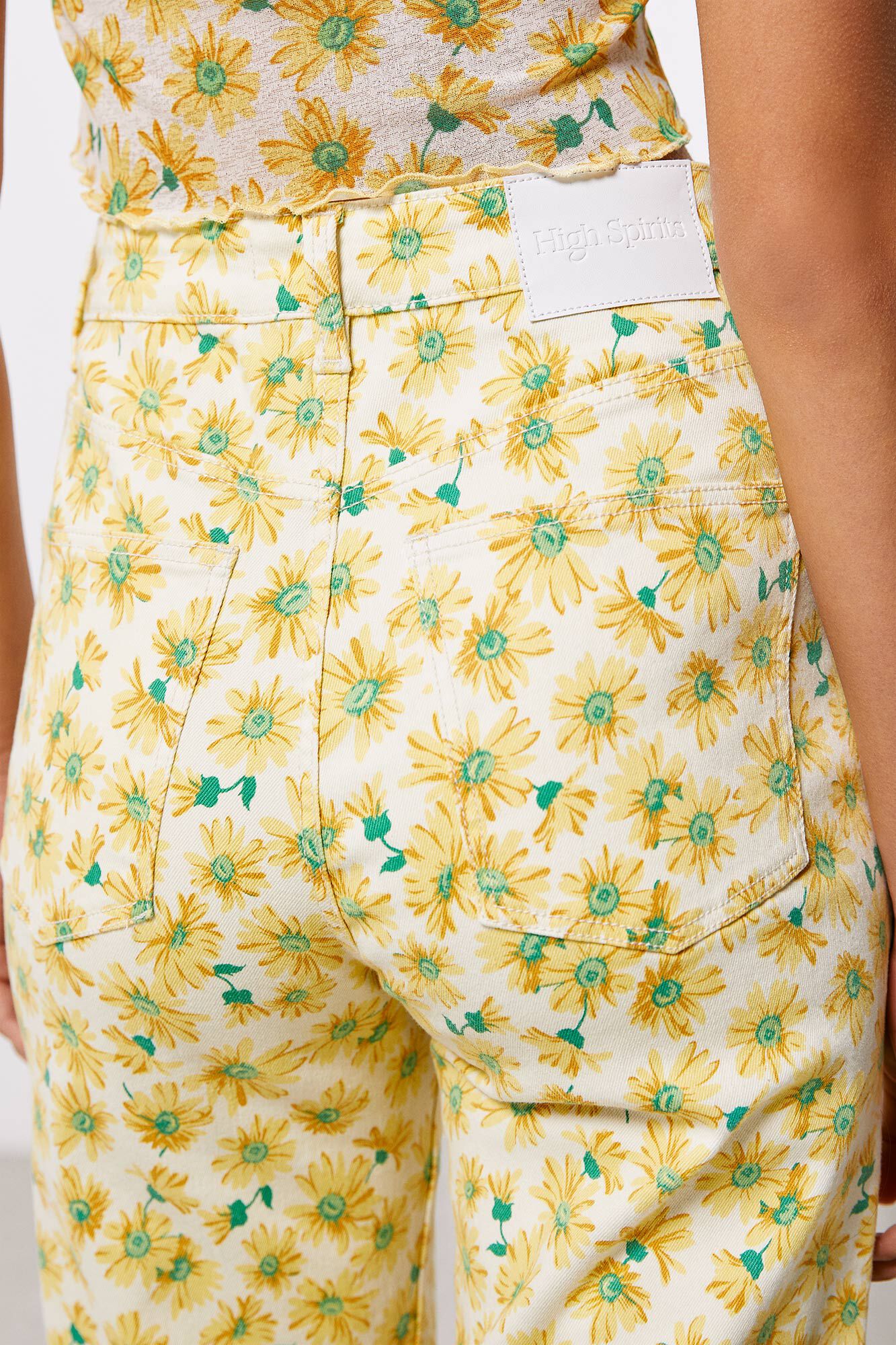 Calça jeans Flower Field - Marrom
