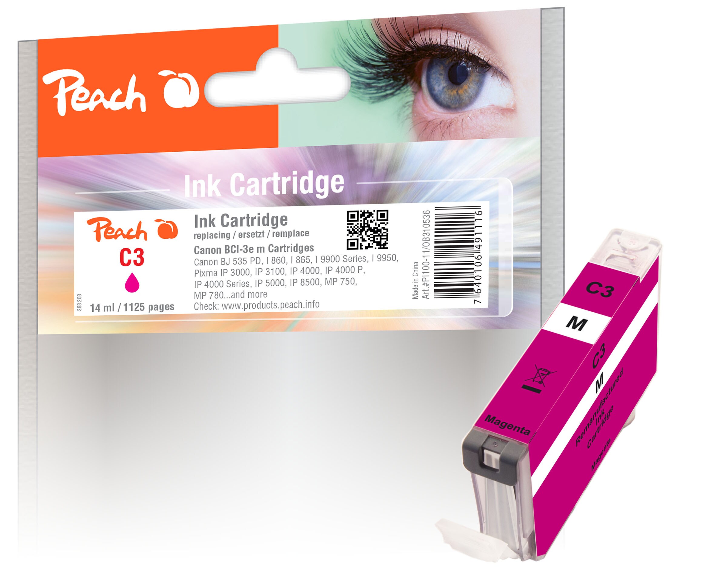 Peach C3 eM Druckerpatrone ma ersetzt Canon BCI-3eM, 4481A002 für z.B. Canon BJ 535 PD, Canon BJ 895 PD, Canon BJC 8200, Canon BJF 9000, Canon I 560 (wiederaufbereitet)