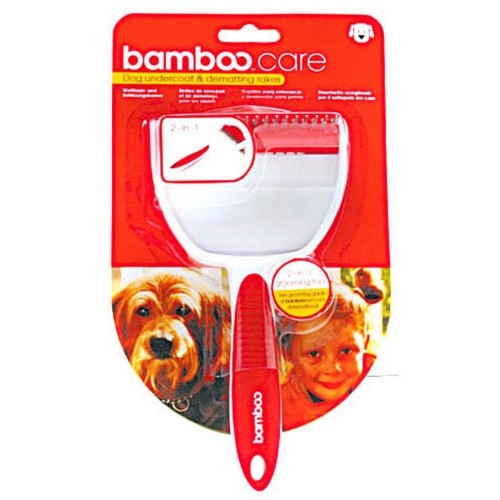 Escova de bambu para subpelo de cães, vermelha