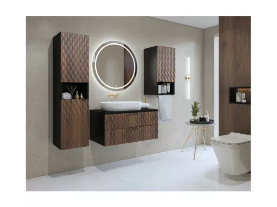 Colonne de salle de bain collection KING – Chêne foncé et noir