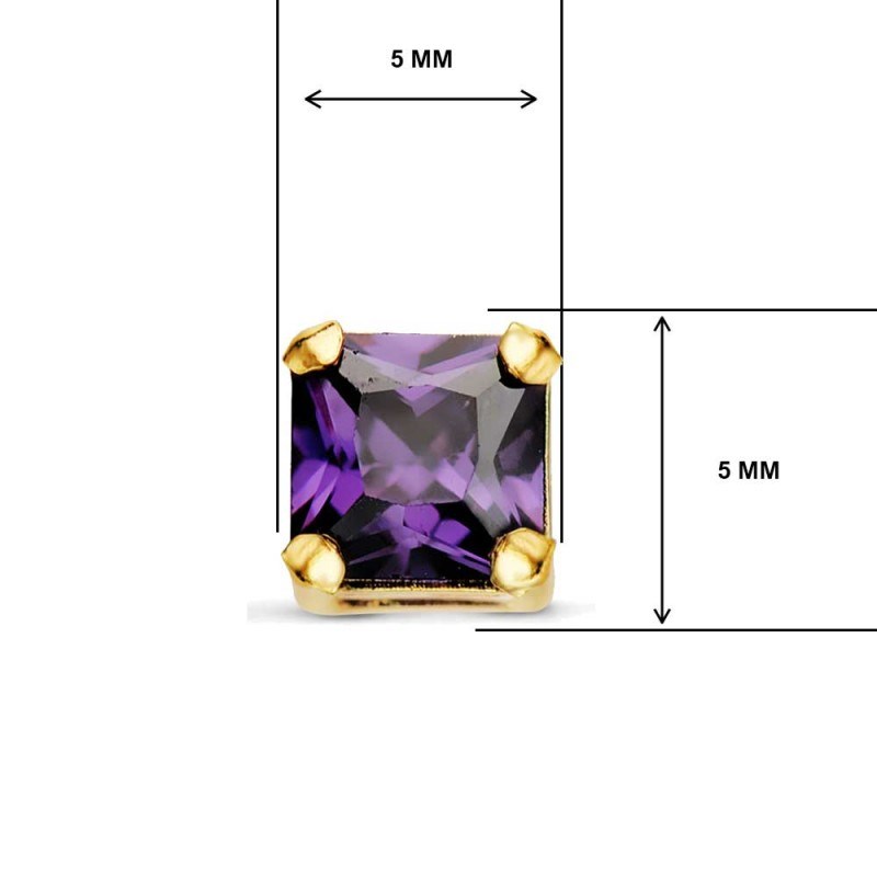 Boucles d'Oreilles Or 18 Carats 750/000 - Zirconiums Améthyste-1322