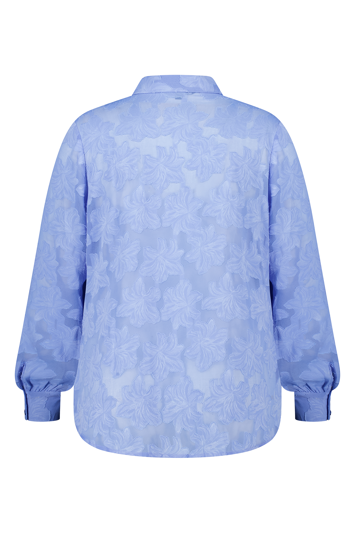 Sheer blouse met bloemen structuur blauw