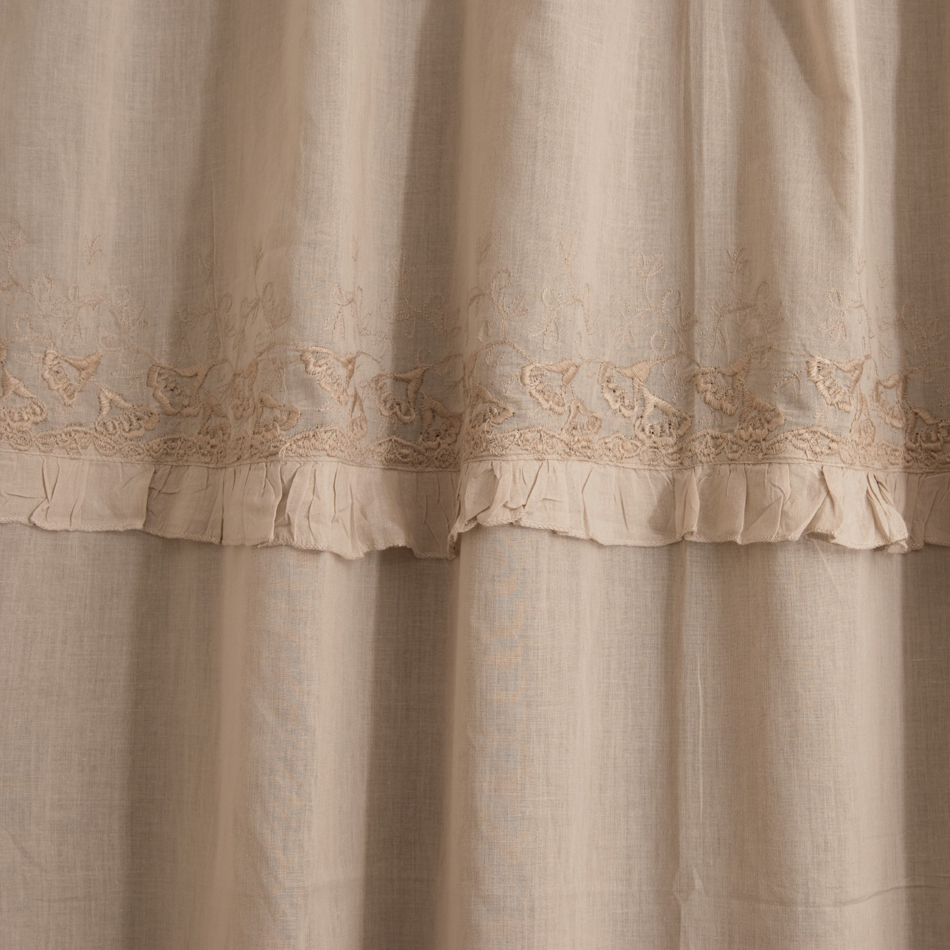 Baumwoll-Vorhang, mit Band, beige, B 110 cm, H 240 cm von fischer's lagerhaus
