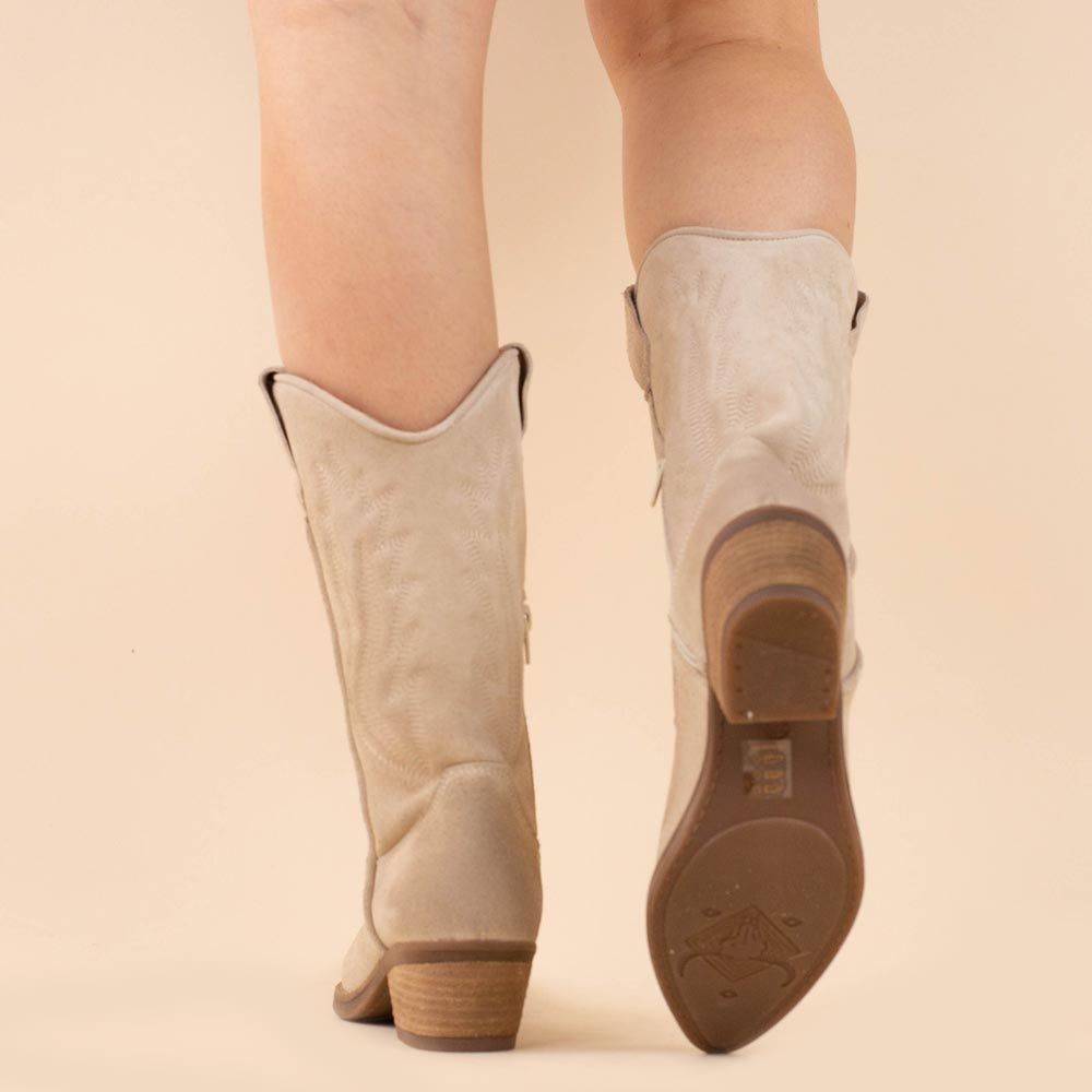 La Pintura cowboyboots beige suede met rits