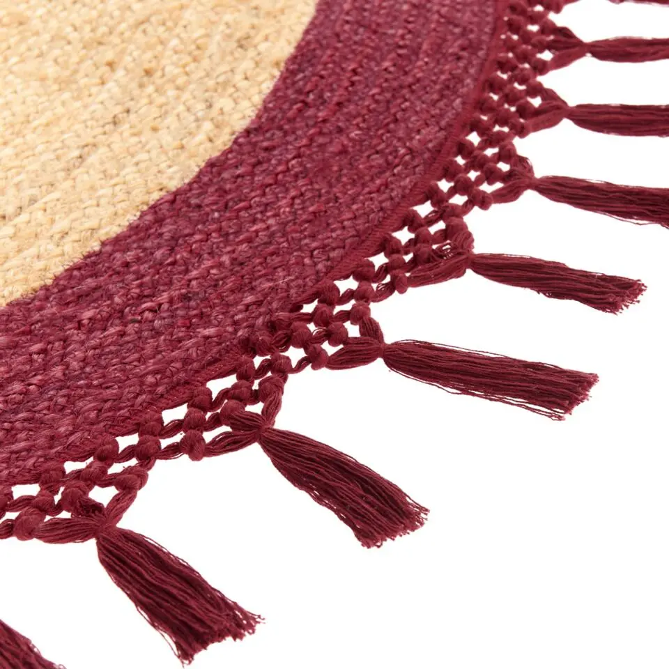 MARTS - Vloerkleed - Donkerrood - 140 cm - Jute