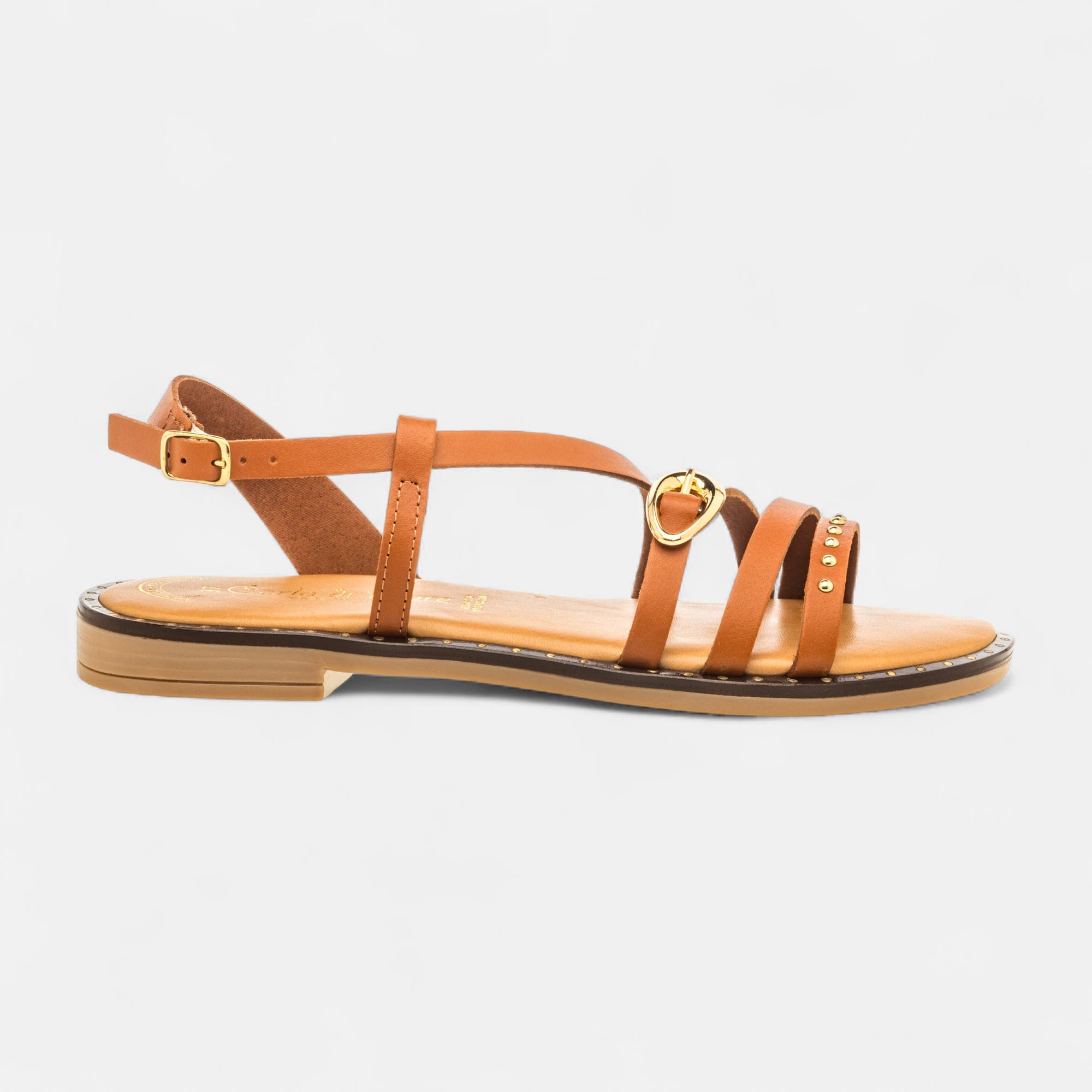 Nu-pieds Femme en cuir cognac