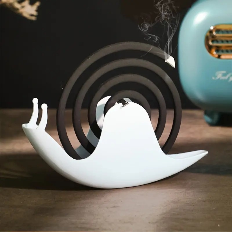 (175x75mm) Anti-Mücken Spiralen Halter Moskito Räucherstäbchen Insektenschutz im Schnecken Design - Weiss