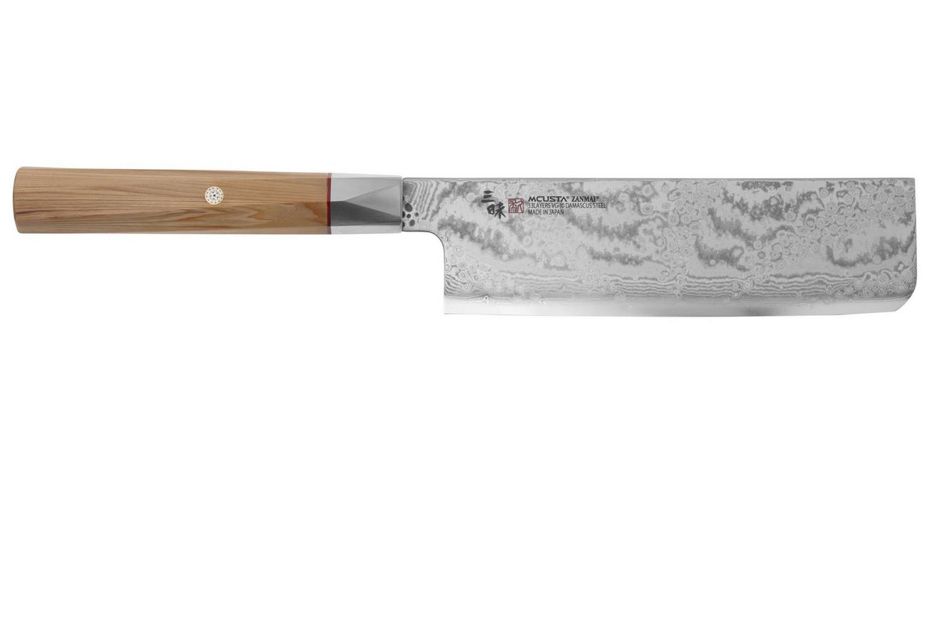 Mcusta Zanmai Nakiri ZBX2-3008DS, 33-Layer Damascus/VG10, Hinoki Handle, Knivesandtools Exclusive, groentemes, 16,5 cm