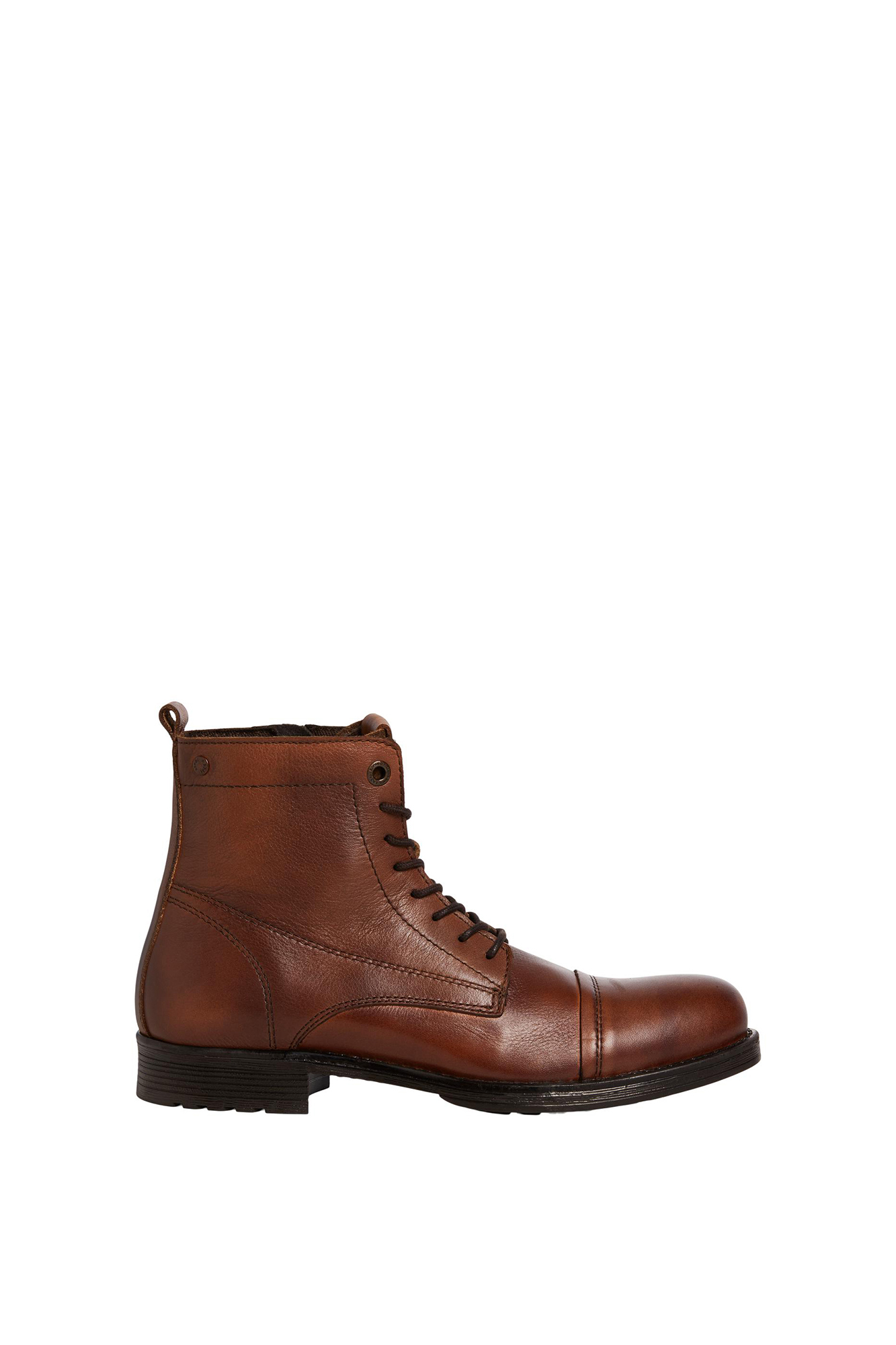 Bota de couro com cadarços