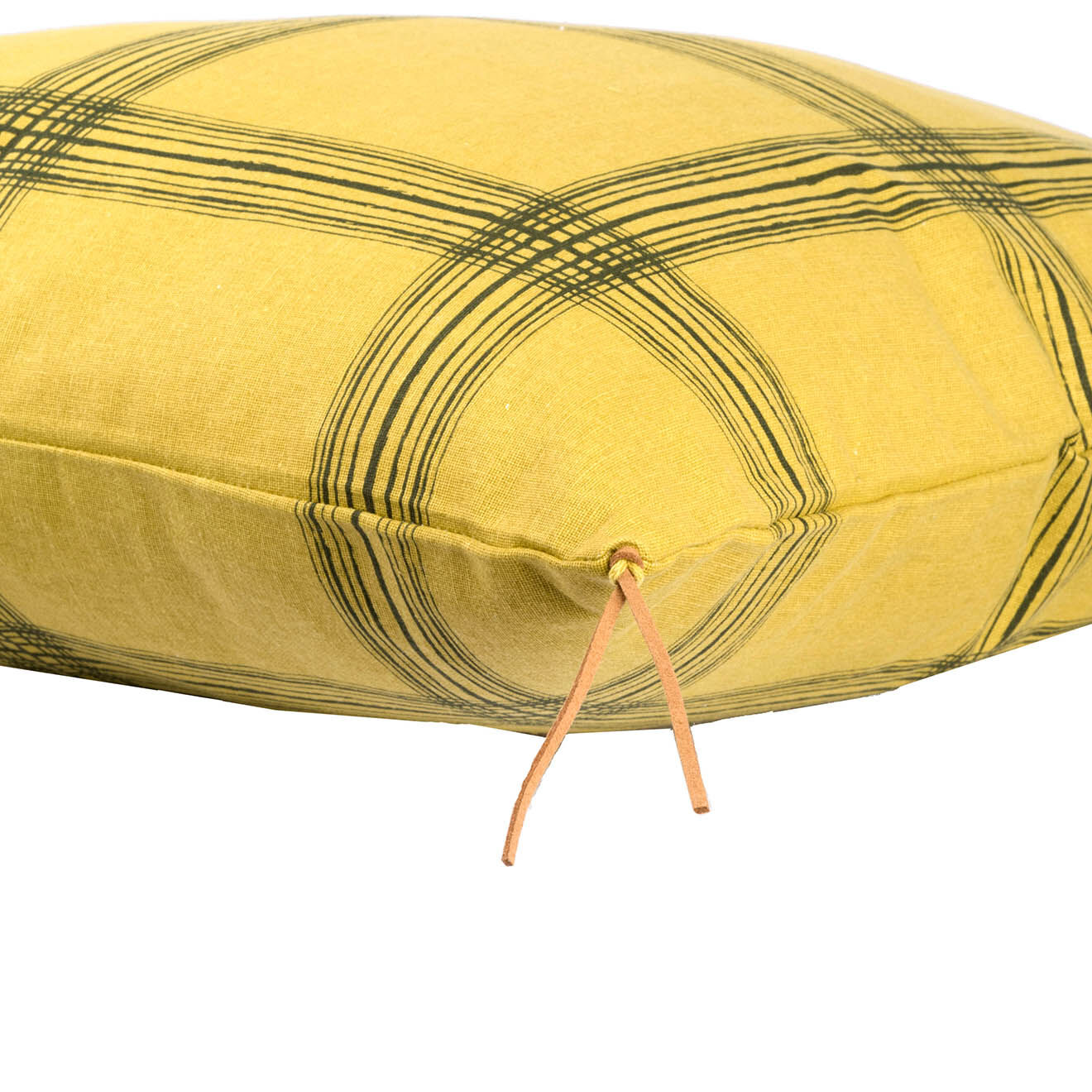 Febronie Housse de coussin Madras jaune/kaki - 50x50 cm