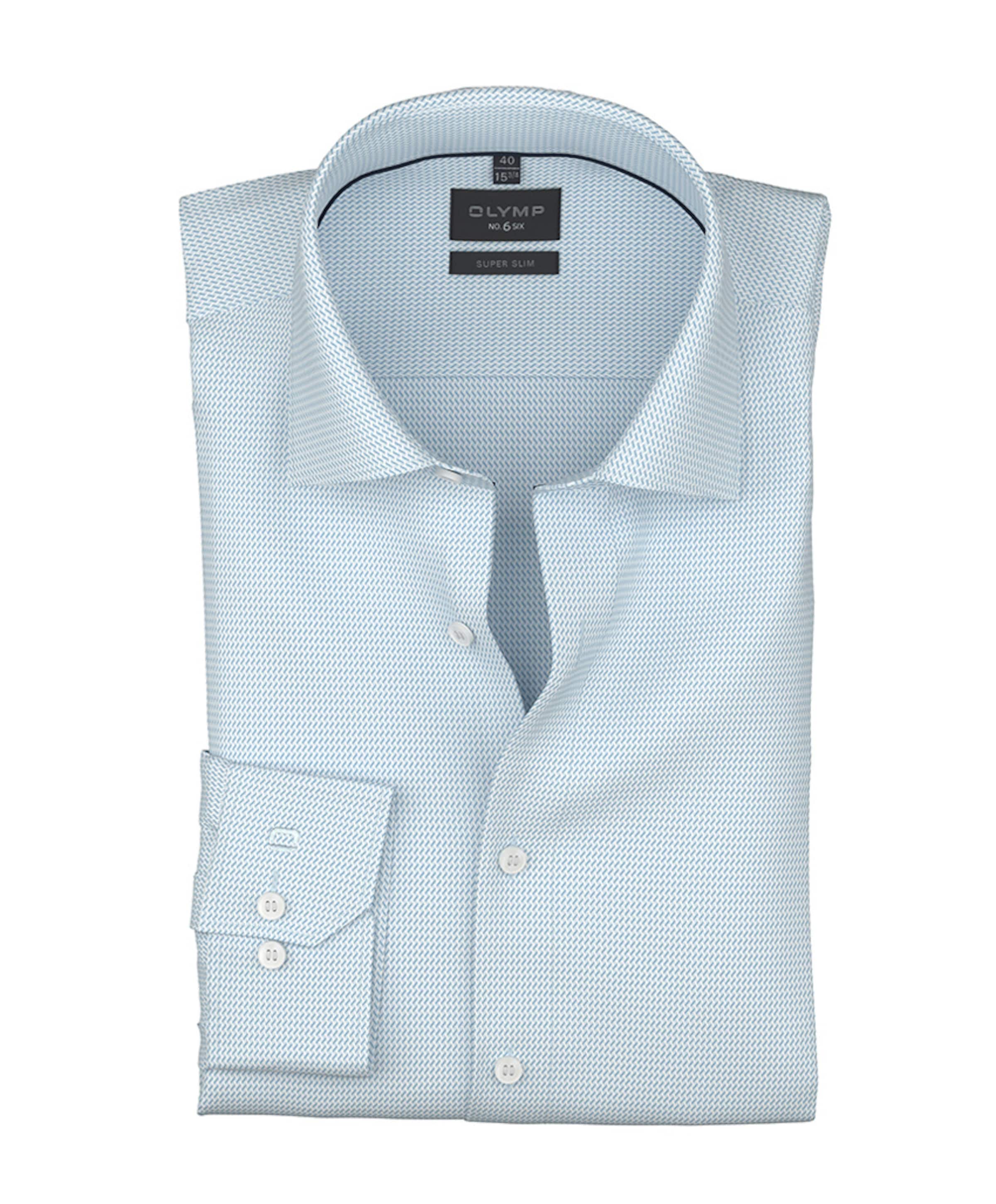 Olymp no6 Heren overhemd extra lange mouw blauw