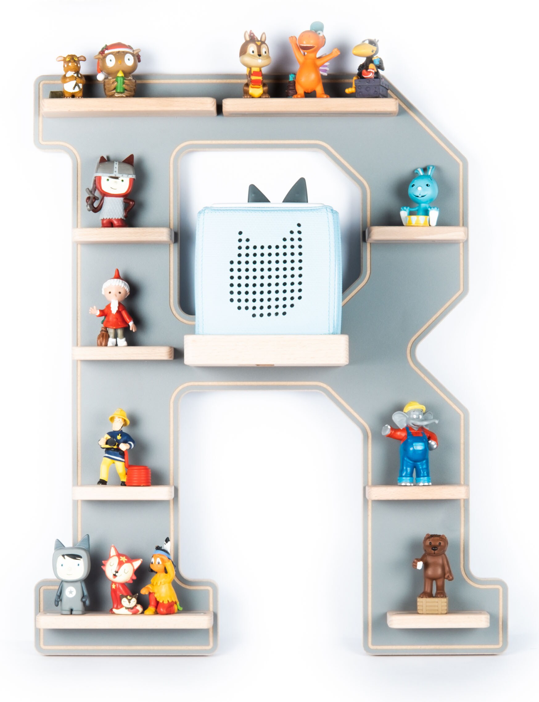 BOARTI Holz Buchstabe R Kinder Regal Toniebox Figuren Wandregal Tonies Musikbox