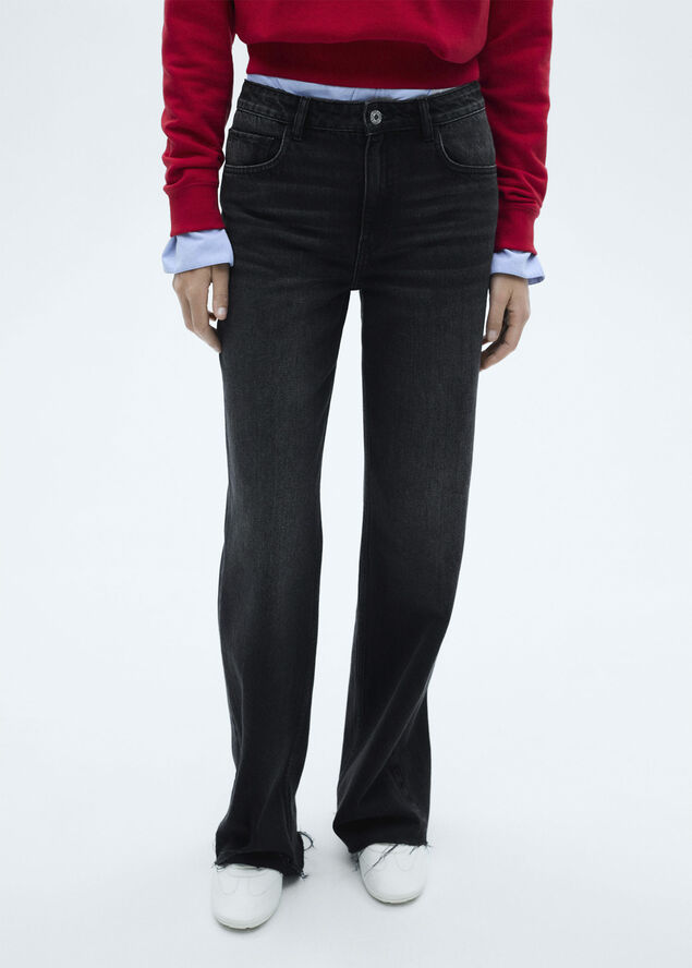 MANGO Danila medium-rise wideleg jeans Open grey
