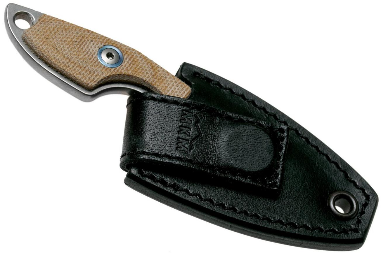 MKM Mikro 2 Wharncliffe, Stonewashed Natural Canvas Micarta nekmes, Jesper Voxnaes design
