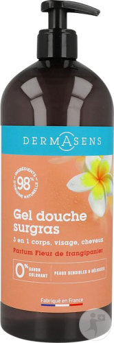 Marque Verte Dermasens Gel Douche Surgras 3en1 Frangipanier Flacon-Pompe 1l