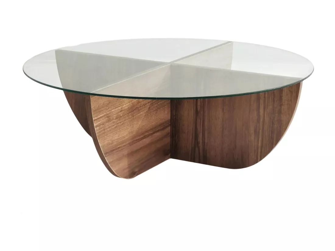 Table basse en verre trempé - Naturel foncé et Transparent - AYSUN