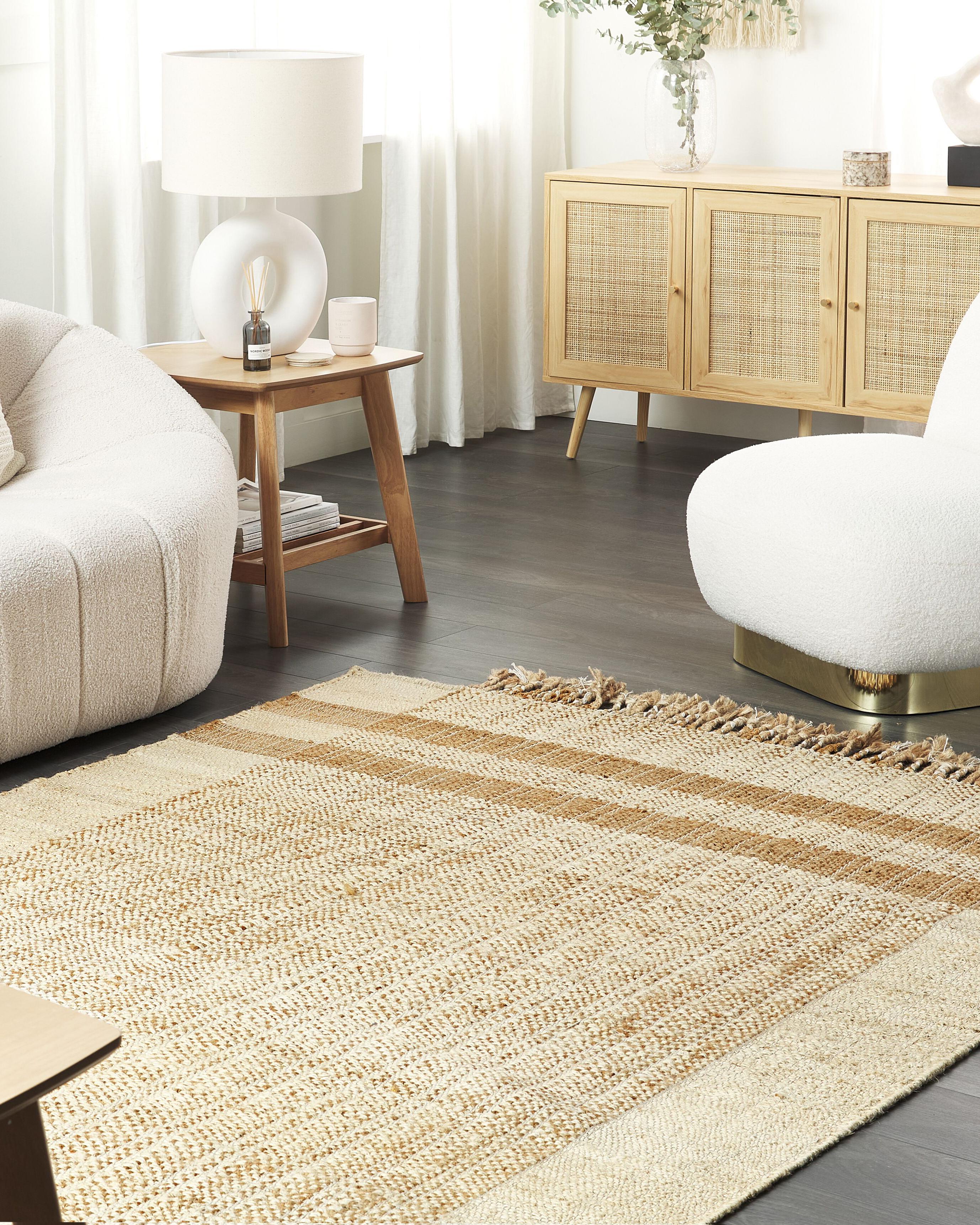 Vloerkleed ORTAOBA Beige 160 x 230 cm Jute