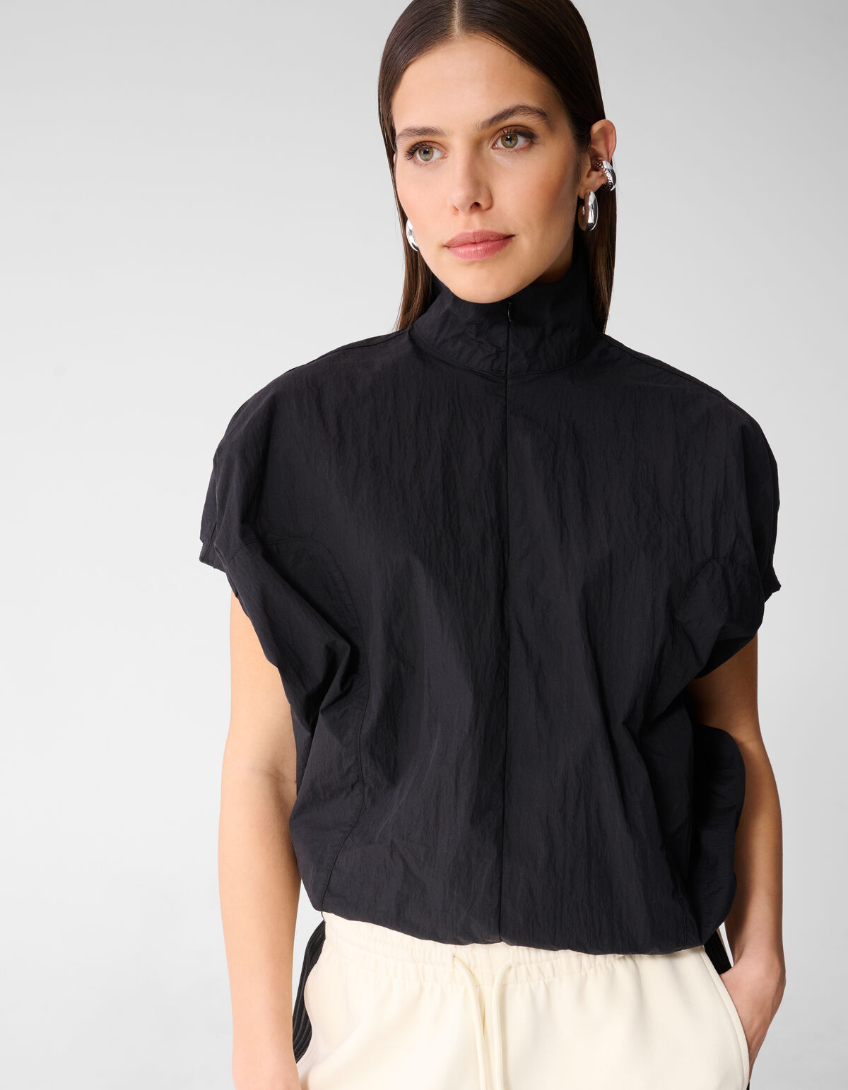 Oversized Balloon Fit Blouse Zwart