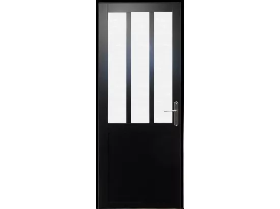 Bloc Porte Atelier Noir Vitre Depoli H204 X L73 Poussant Gauche Cotes Tableau Gd Menuiseries