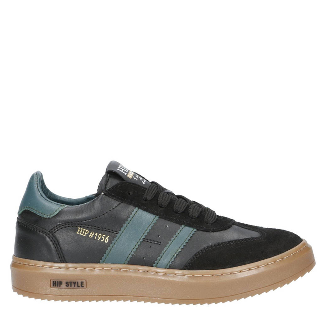 Hip leren sneakers zwart