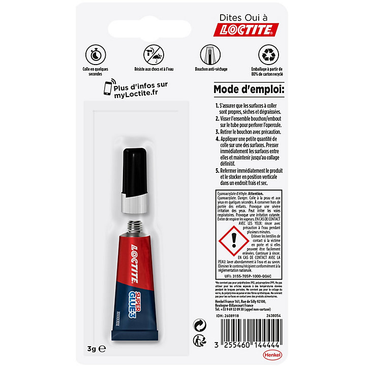 Colle Superglue-3 multi matériaux Loctite 3g