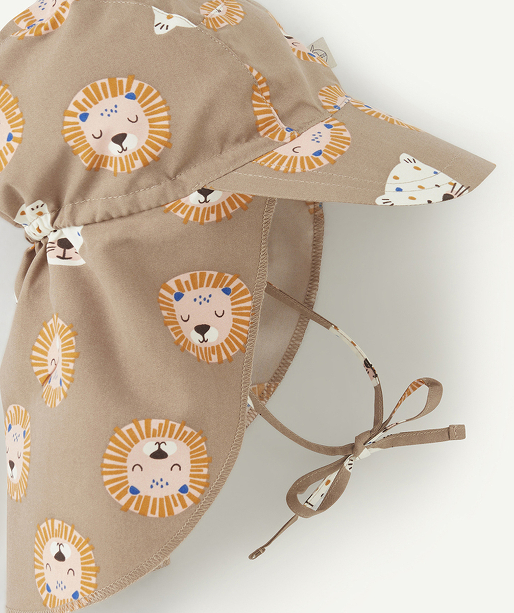 LASSIGCASQUETTE ANTI-UV BÉBÉ MIXTE MARRON AVEC IMPRIMÉ ANIMAUX