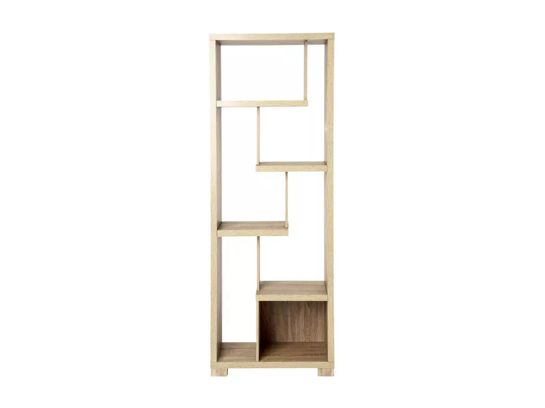 Bibliothèque Étagère 6 niveaux effet chêne naturel H 170 cm