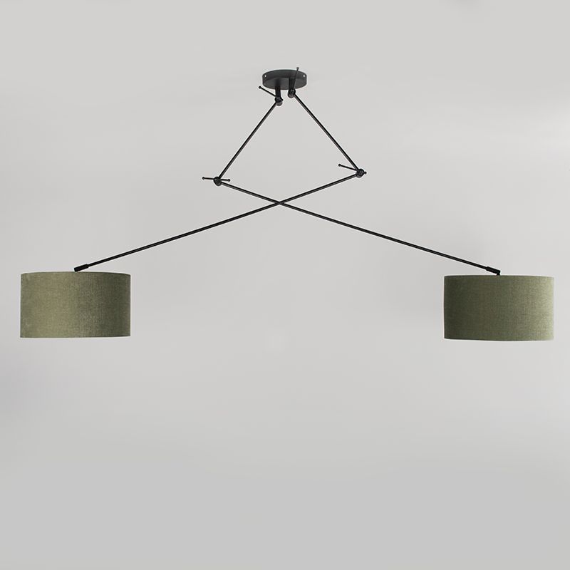 Hanglamp zwart met kap 35 cm groen verstelbaar 2-lichts - Blitz