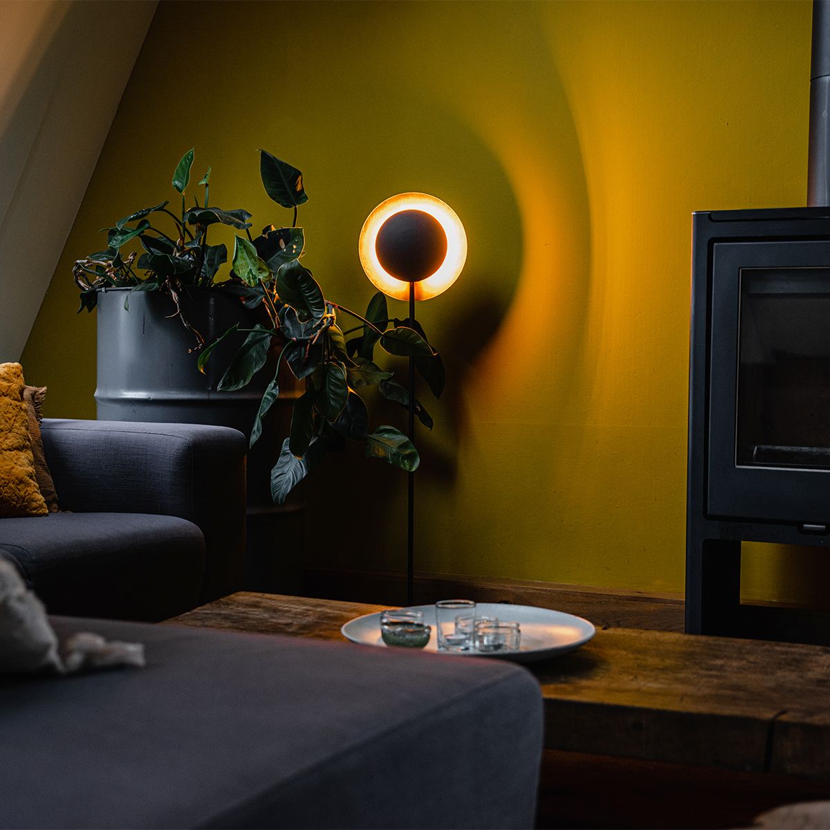 Art Deco vloerlamp zwart met goud - Emilienne