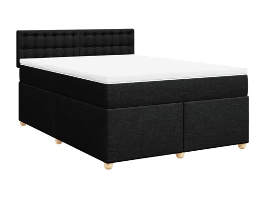 Sommier à lattes de lit avec matelas Noir 160x200 cm Tissu