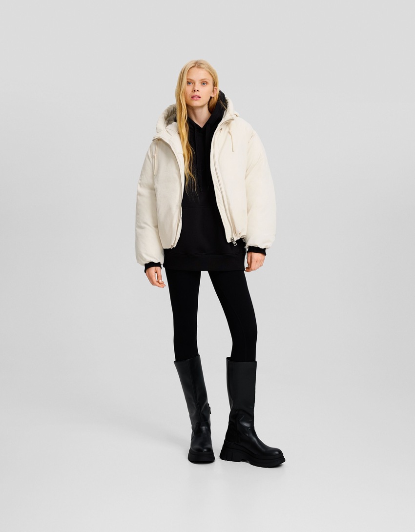 Jaqueta puffer com capuz