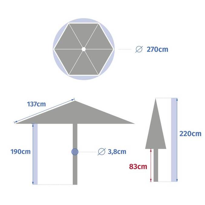 Parasol droit rond inclinable SOYA Acajou