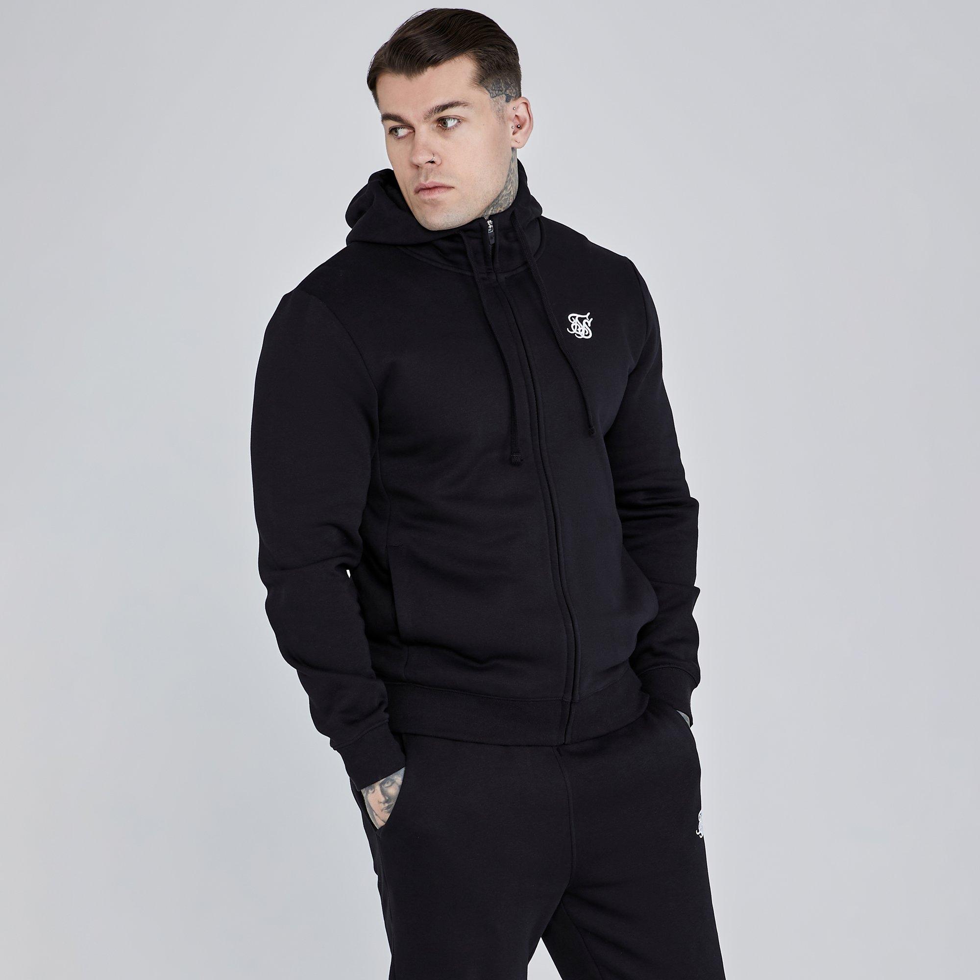 SikSilk Essential Zip Through Hoodie Mens