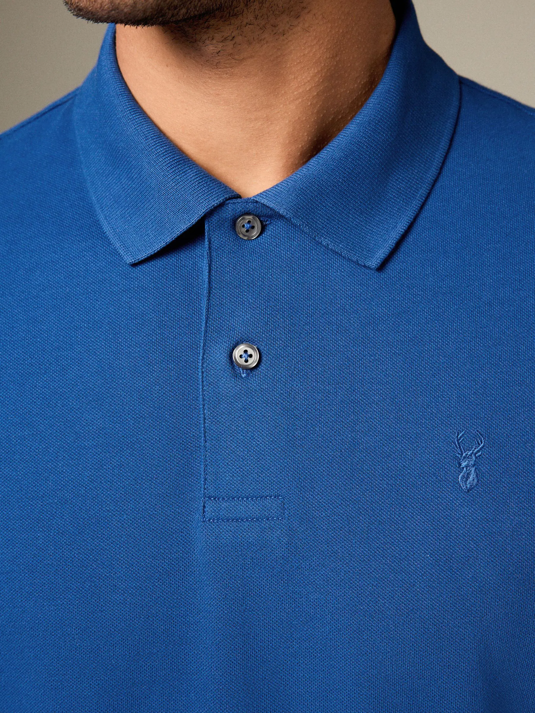 Donkerblauw - Normale Pasvorm - Long-Sleeve Pique Polo Shirt