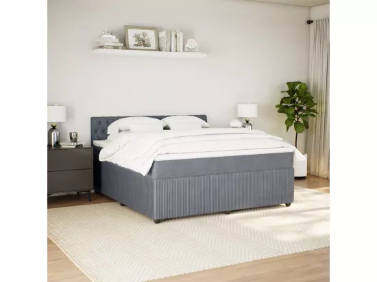 Sommier à lattes de lit et matelas Gris foncé 180x200cm Velours